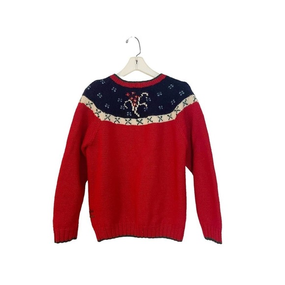 SKYR Vintage Holiday Cardigan Sweater Embroidered Red Women’s Size L - Picture 6 of 12